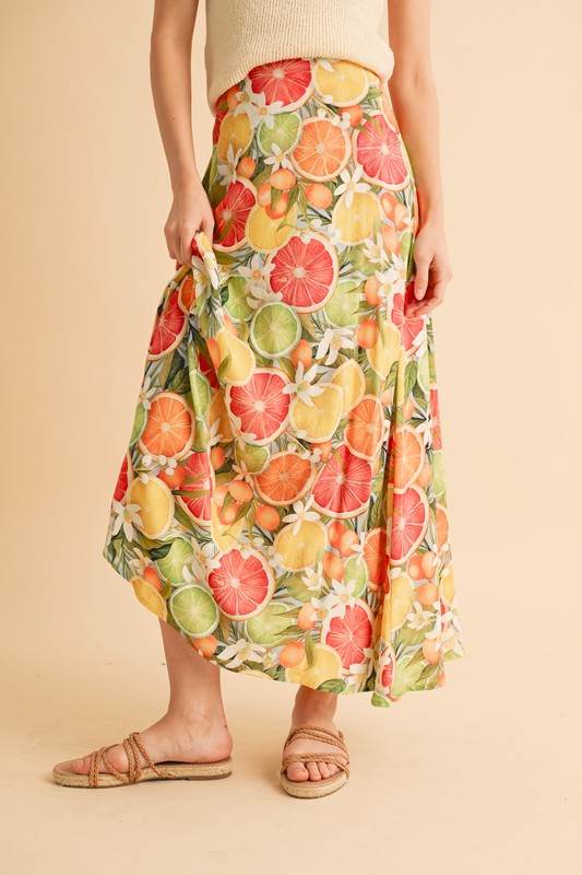 Aemi + Co Fruit Print Maxi Skirt - us.meeeshop