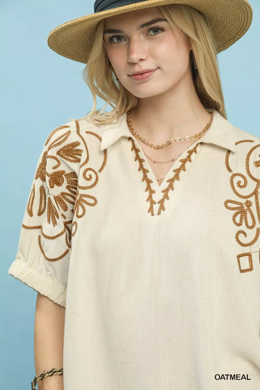 umgee floral embroidered Umgee Floral Embroidered Sleeve Blouse view 4 (top) - shop at us.meeeshop