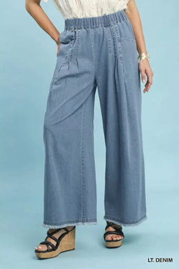 Umgee Stone Washed Wide Leg Pants