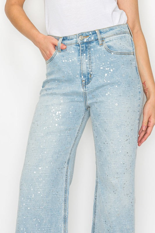 Metallic Ultra High Rise Relaxed Flare Jeans | view 6 | Artemis Vintage | us.meeeshop