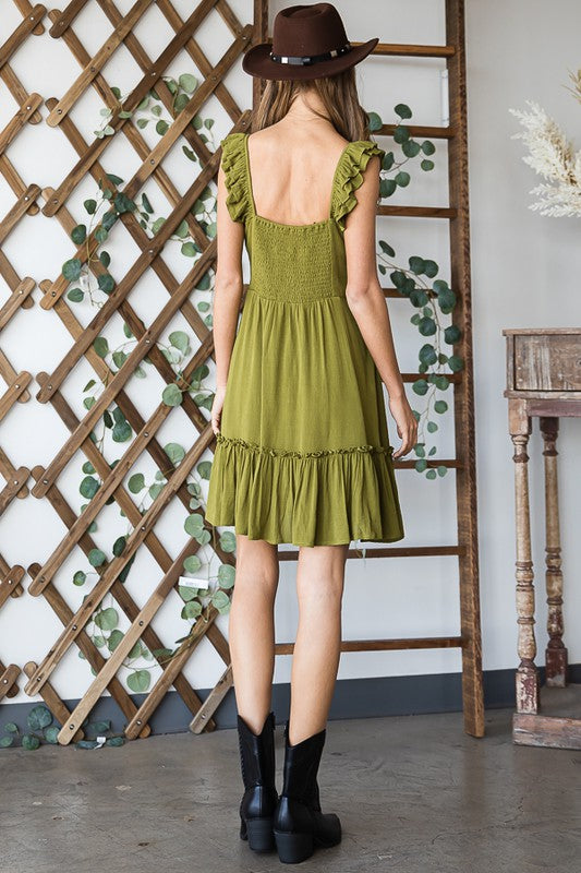 Ruched Waist Ruffled Sleeveless Dress | view 12 | Jade By Jane | us.meeeshop