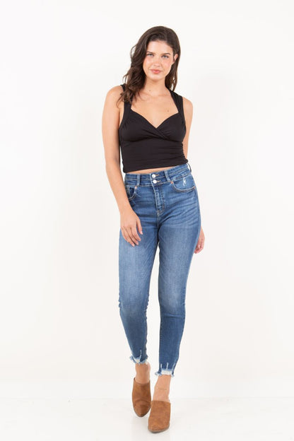 rebel corset double Rebel Corset Double Waist Ankle Distress Jeans view 10 (bottom) - shop at us.meeeshop