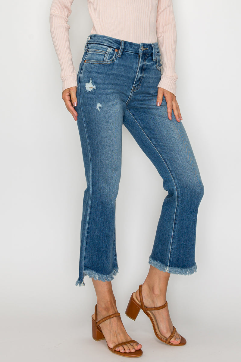 eco friendly corset Eco Friendly Corset High Rise Crop Flare Jeans (medium Wash) view 8 (bottom) - shop at us.meeeshop