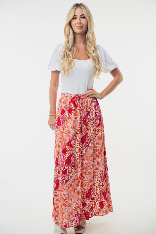 White Birch Full Size High Waisted Floral Woven Skirt | us.meeeshop