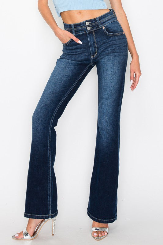 julia double button Julia Double Button High Rise Bootcut Jeans view 9 (bottom) - shop at us.meeeshop
