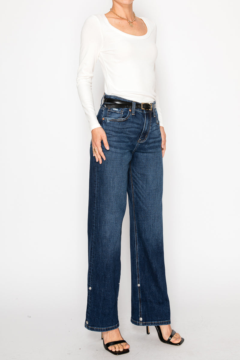 noelle inseam transform Noelle Inseam Transform High Rise Relaxed Straight Leg Jeans view 3 (bottom) - shop at us.meeeshop