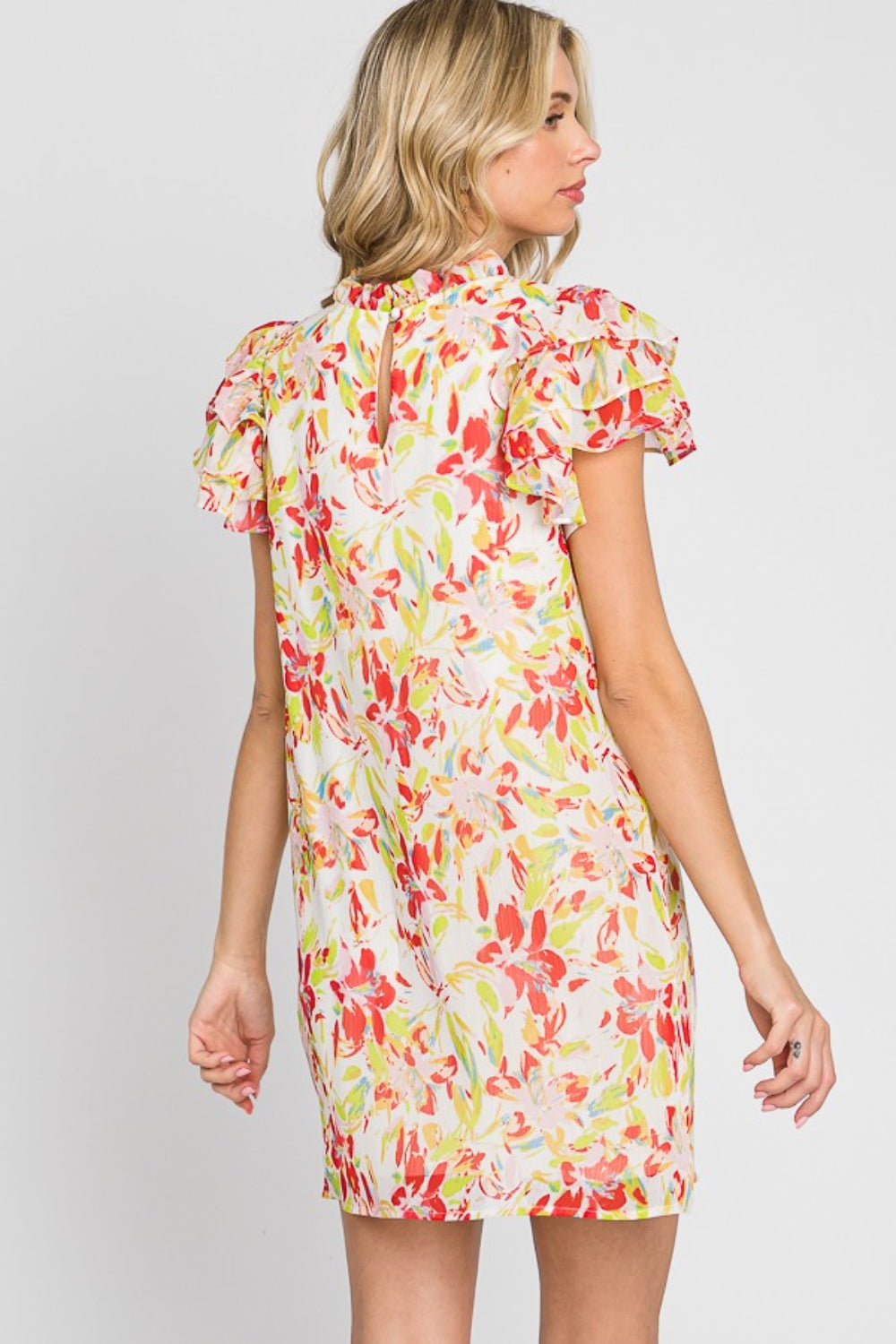 GeeGee Floral Short Sleeve Mini Dress | us.meeeshop