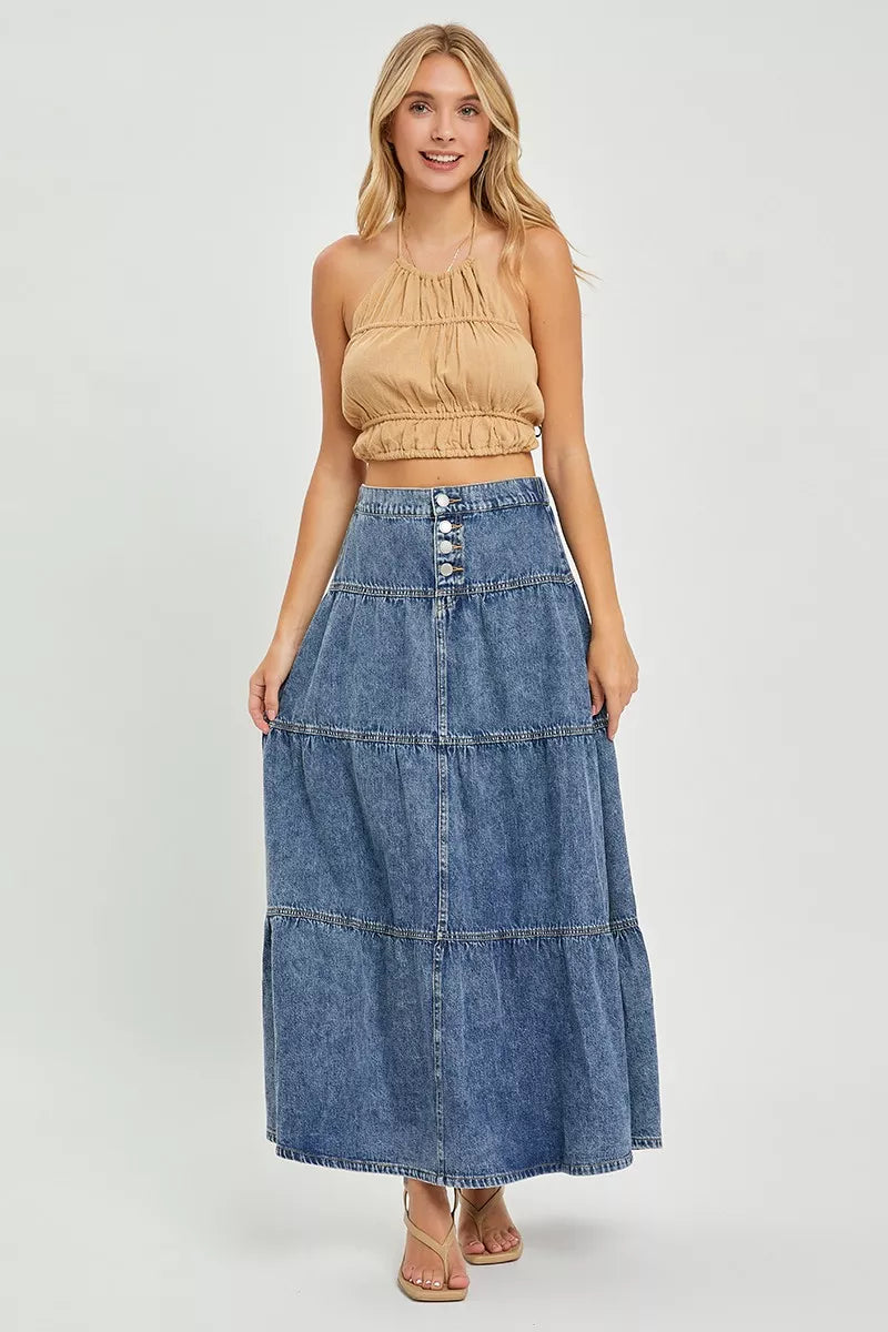 risen high rise Risen High Rise Ruffle Long Skirts view 5 (skirt) - shop at us.meeeshop