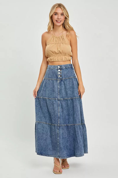 risen high rise Risen High Rise Ruffle Long Skirts view 5 (skirt) - shop at us.meeeshop