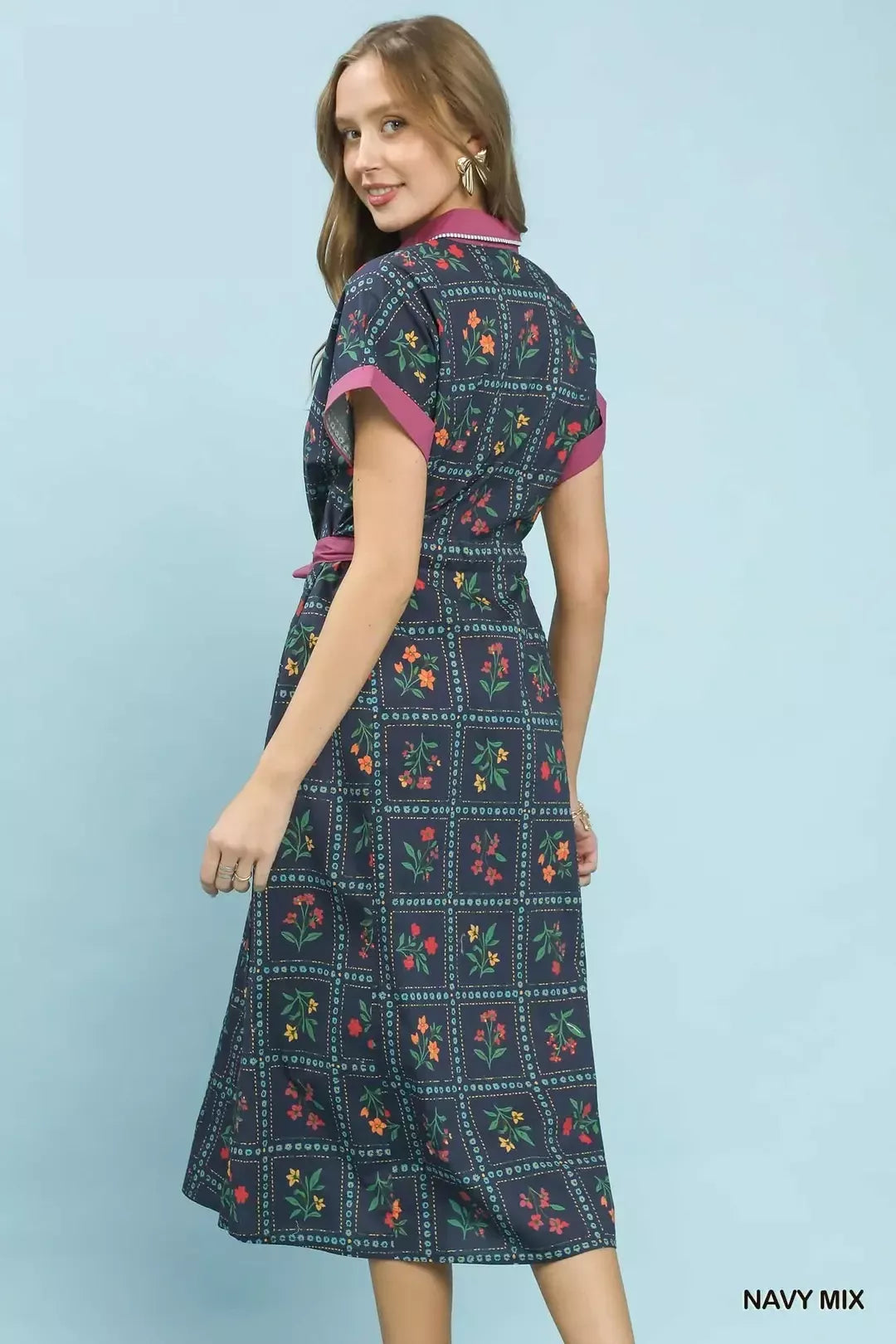 umgee mix floral Umgee Mix Floral Button-front Midi Dress view 5 (dress) - shop at us.meeeshop