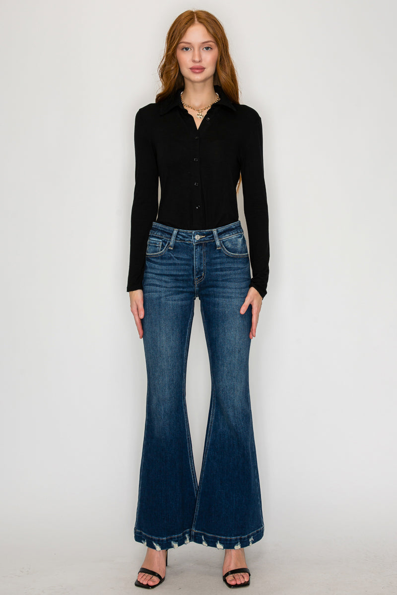 mia mid rise Mia Mid Rise Super Flare Jeans view 9 (bottom) - shop at us.meeeshop