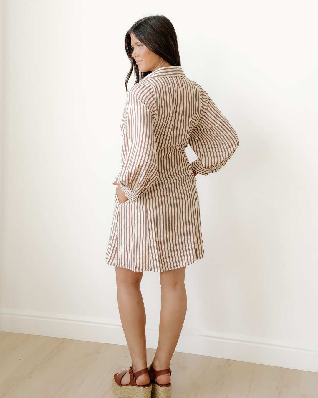 selena knot waist Selena Knot Waist Puff Sleeve Button Down Mini Shirt Dress view 5 (dress) - shop at us.meeeshop