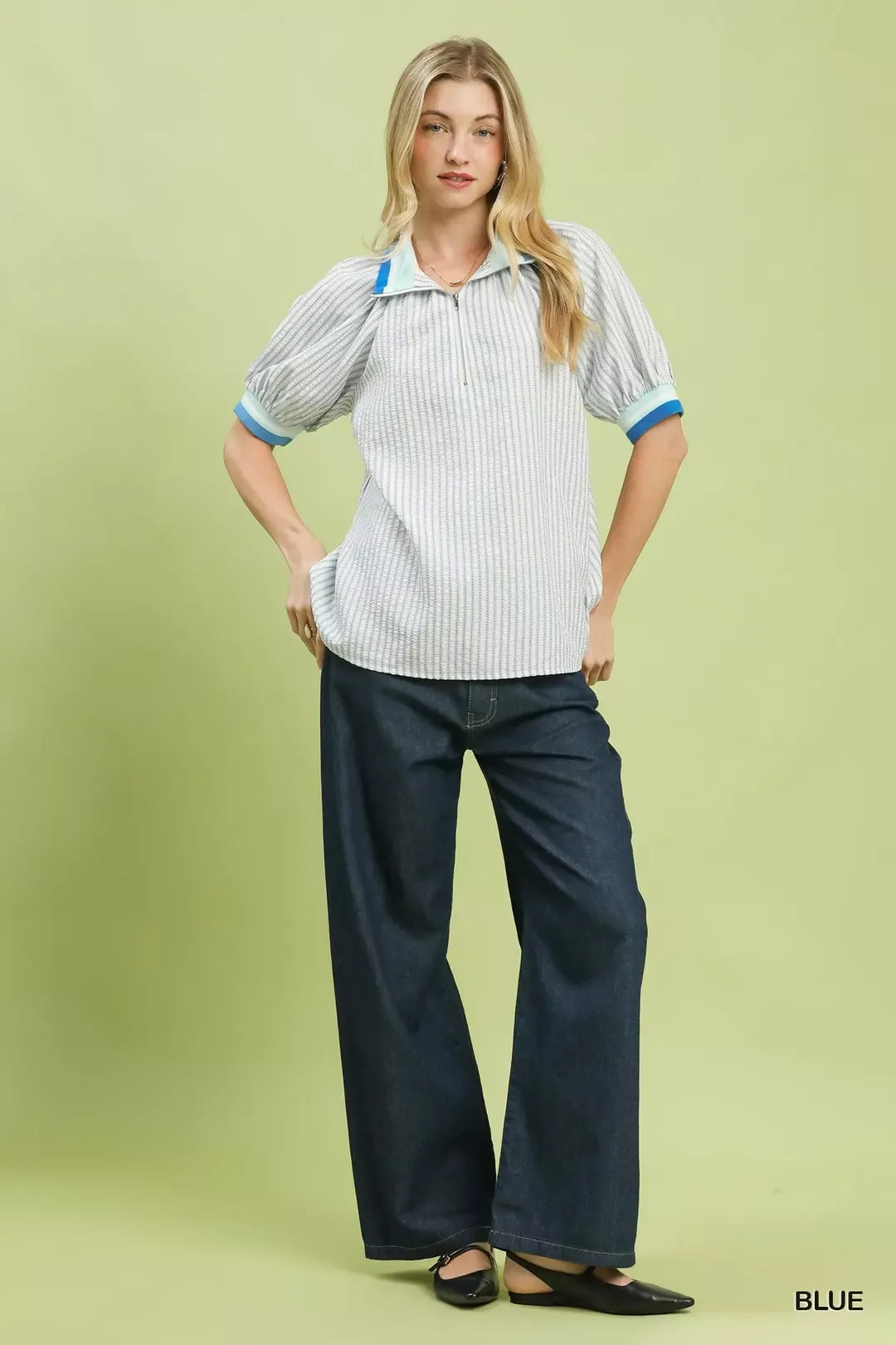 umgee botanical print Umgee Botanical Print Puff Short Sleeve Blouse view 5 (top) - shop at us.meeeshop