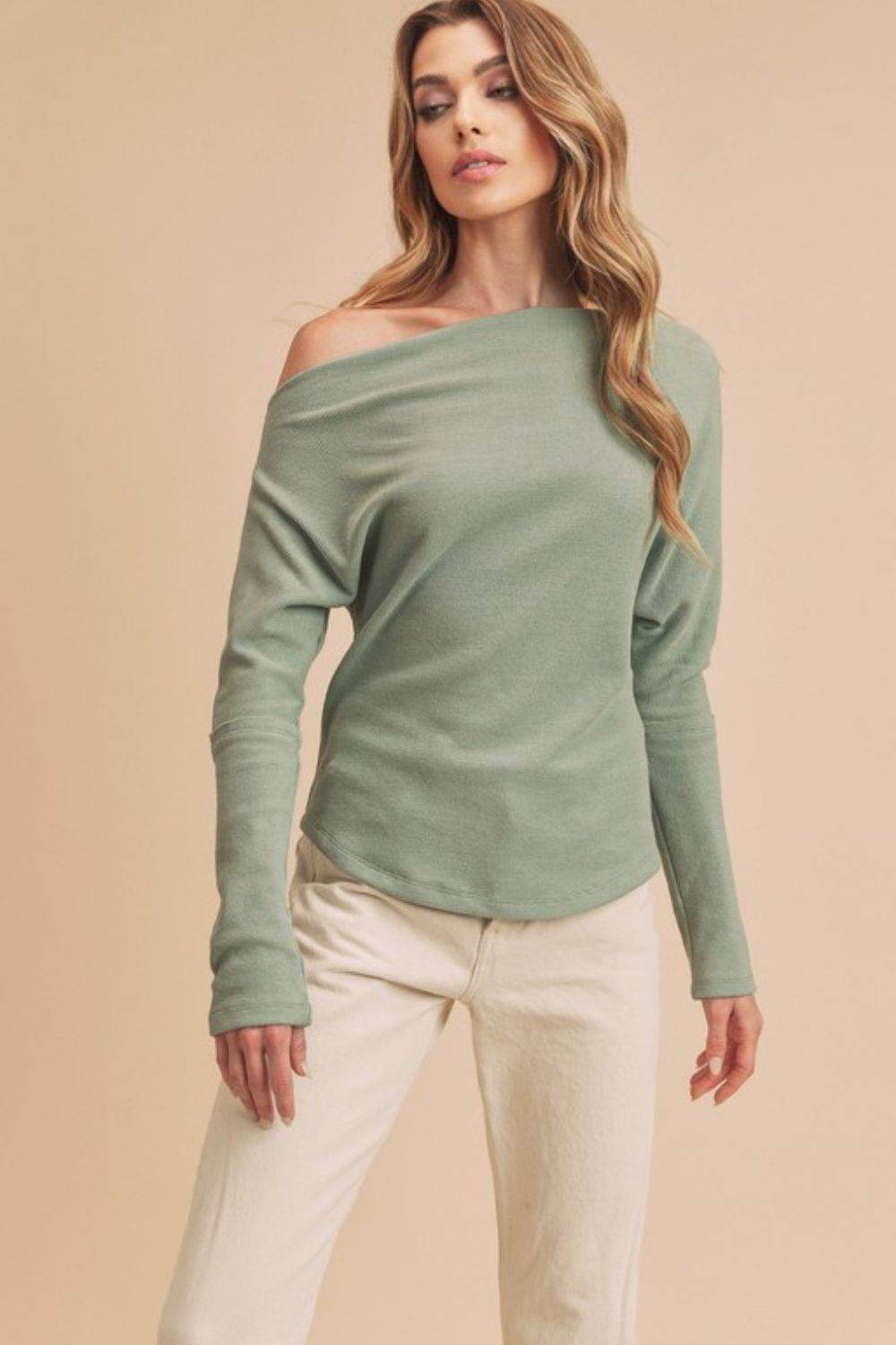 Aemi + Co One Shoulder Long Sleeve Knit Top - us.meeeshop