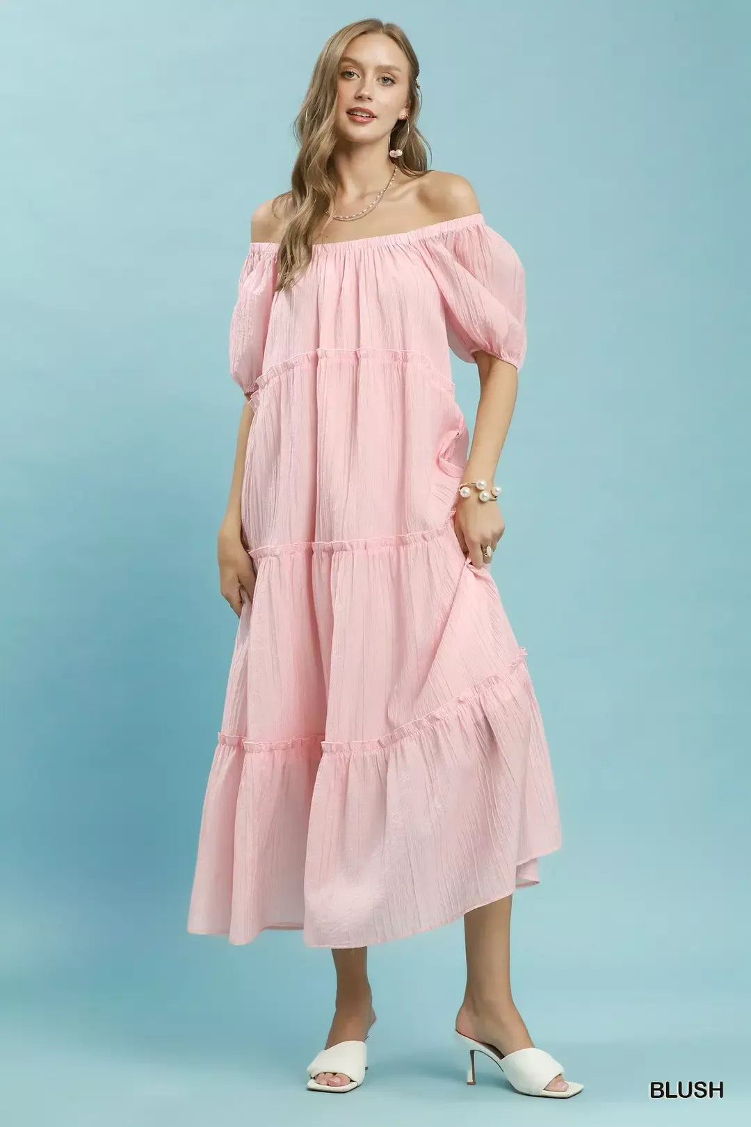 umgee textured tiered Umgee Textured Tiered Midi Dress view 3 (dress) - shop at us.meeeshop