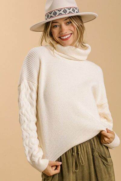 Umgee Turtle Neck Long Sleeve Sweater Plus Size - us.meeeshop