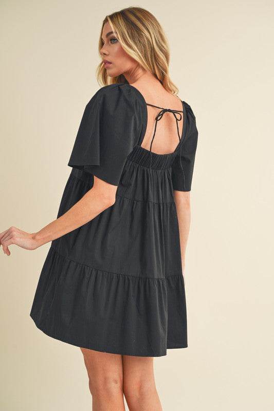 Aemi + Co Square Neck Half Sleeve Tiered Dress - us.meeeshop