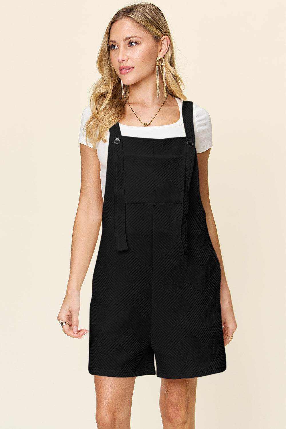 Double Take Full Size Texture Sleeveless Romper - us.meeeshop