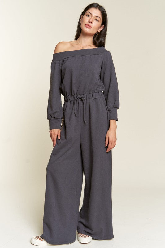 One Shoulder Terry Jumpsuit | in dark gray | Jade By Jane | us.meeeshop