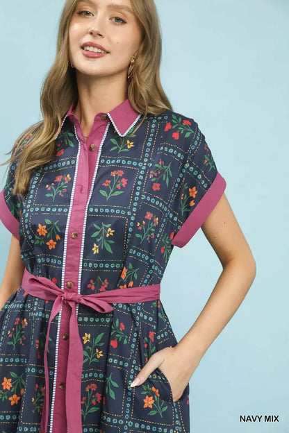 umgee mix floral Umgee Mix Floral Button-front Midi Dress view 7 (dress) - shop at us.meeeshop
