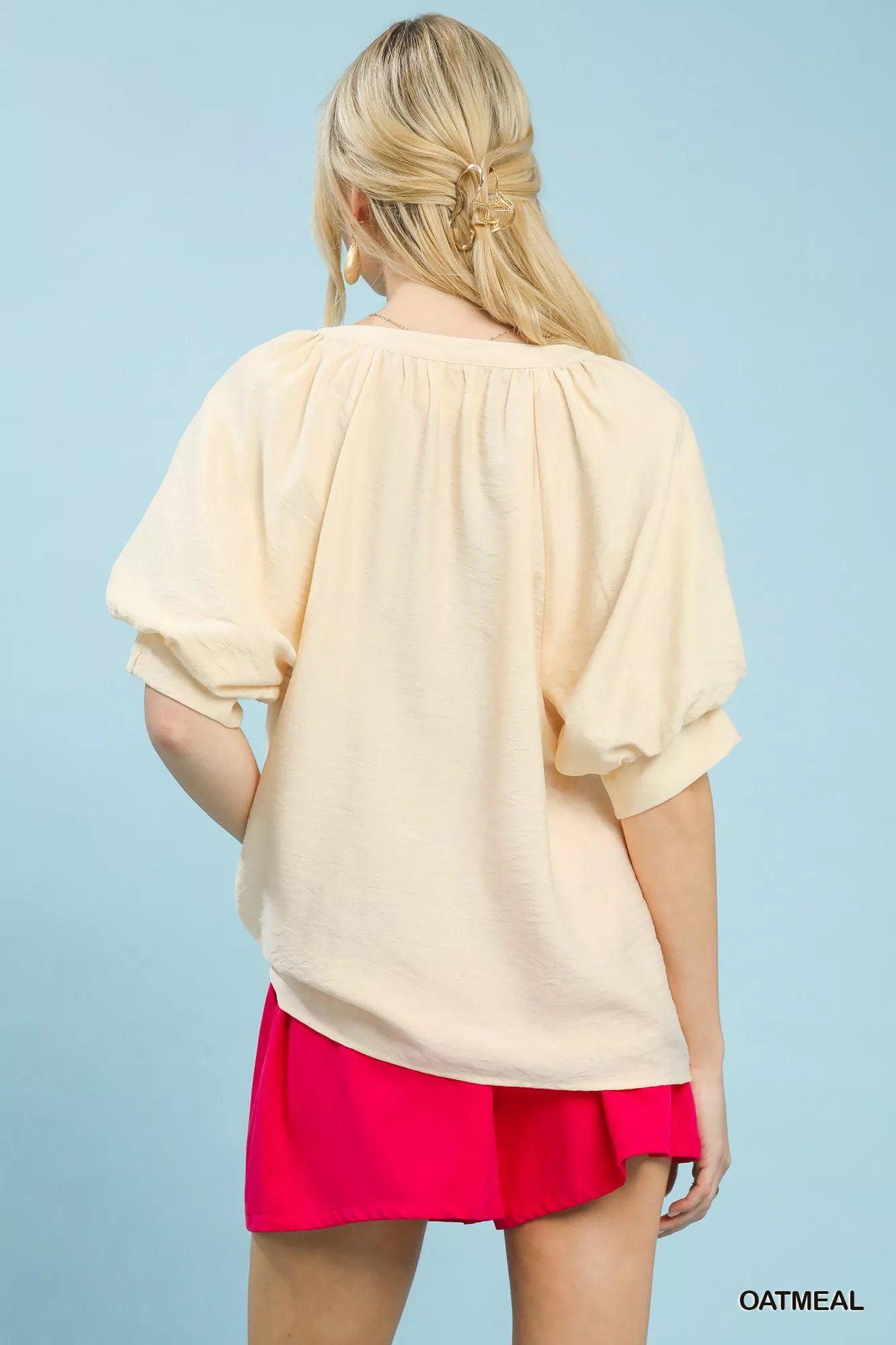 umgee embroidered puff Umgee Embroidered Puff Sleeve Blouse view 3 (top) - shop at us.meeeshop