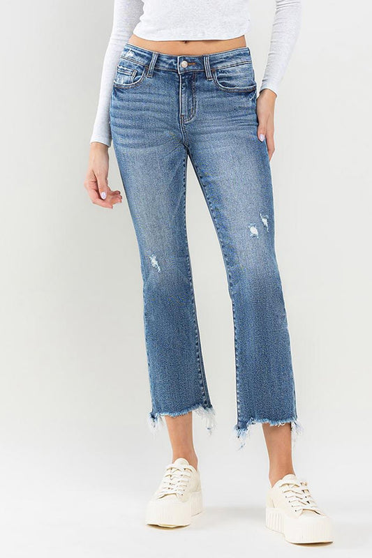 Lovervet Mid Rise Frayed Hem Jeans | us.meeeshop