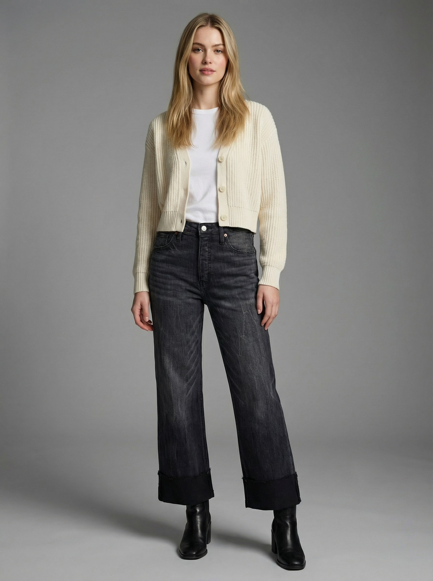 elodie tummy control Elodie Tummy Control Inseam Transform High Rise A-line Wide Jeans view 2 (bottom) - shop at us.meeeshop