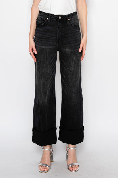 elodie tummy control Elodie Tummy Control Inseam Transform High Rise A-line Wide Jeans view 3 (bottom) - shop at us.meeeshop