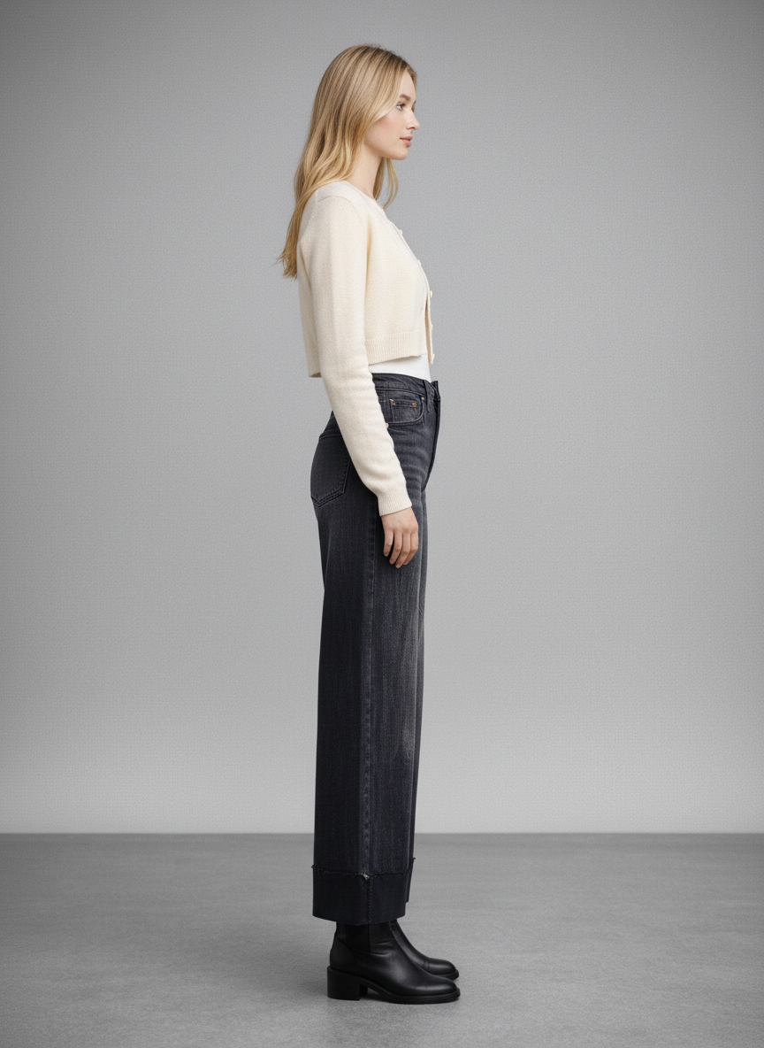elodie tummy control Elodie Tummy Control Inseam Transform High Rise A-line Wide Jeans view 7 (bottom) - shop at us.meeeshop