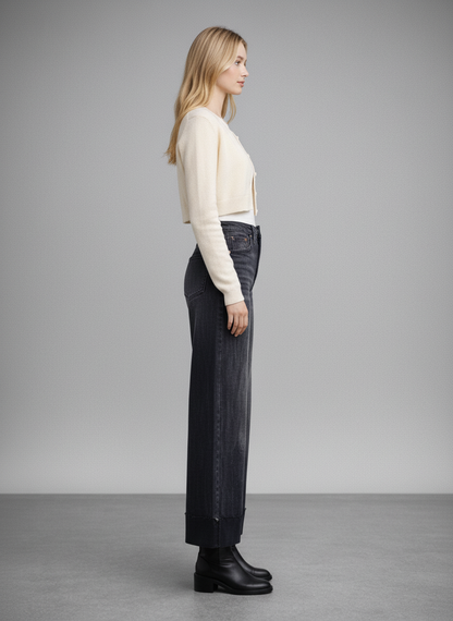 elodie tummy control Elodie Tummy Control Inseam Transform High Rise A-line Wide Jeans view 7 (bottom) - shop at us.meeeshop