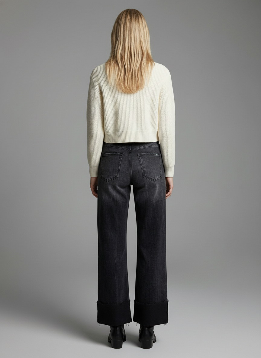 elodie tummy control Elodie Tummy Control Inseam Transform High Rise A-line Wide Jeans view 8 (bottom) - shop at us.meeeshop