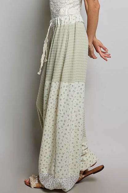 pol patchwork mixed POL Patchwork Mixed Knit Wide Leg Pants view 2 (bottom) - shop at us.meeeshop
