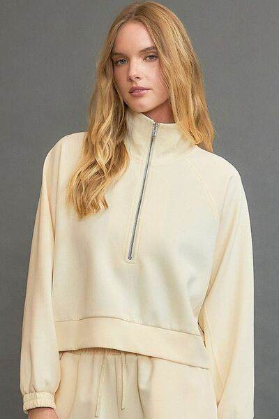 Umgee Half Zip Cropped Sweatshirt Plus Size - us.meeeshop