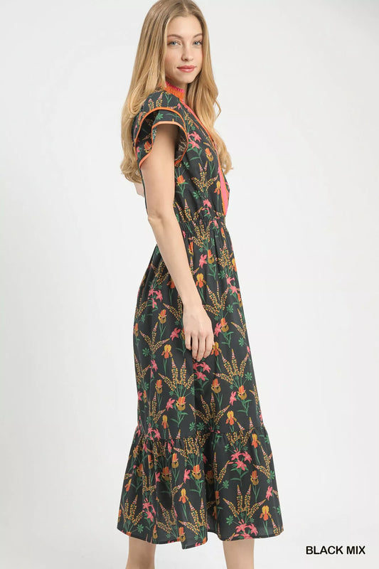 umgee mix floral Umgee Mix Floral Midi Dress view 2 (dress) - shop at us.meeeshop
