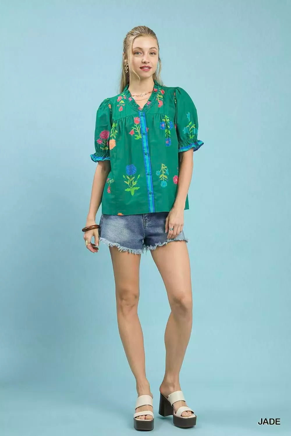 umgee petal parade Umgee Petal Parade Print Button-down Blouse view 4 (top) - shop at us.meeeshop