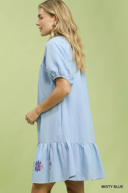 Umgee Embroidered Floral Babydoll Dress (women's dresses) view 2 - shop at us.meeeshop