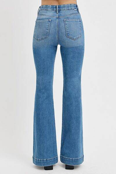 RISEN Front Patch Pocket Flare Jeans Plus Size - us.meeeshop