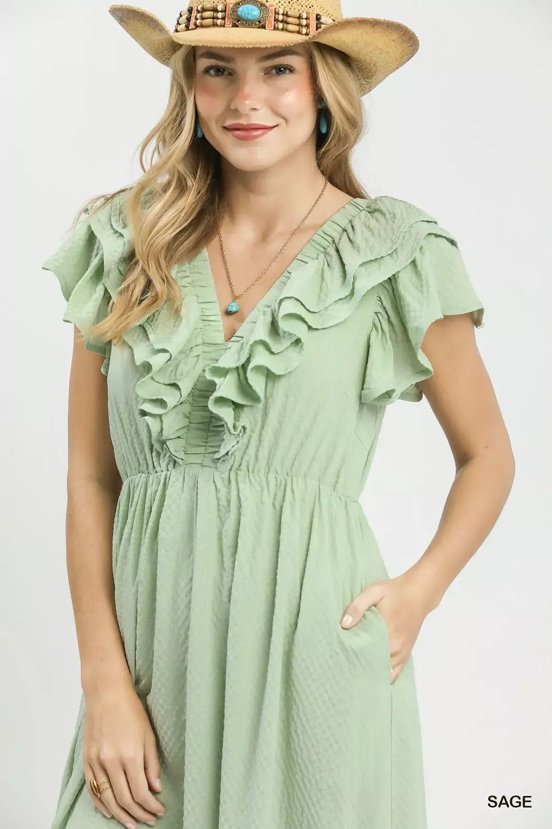umgee textured ruffle Umgee Textured Ruffle Midi Dress view 5 (dress) - shop at us.meeeshop