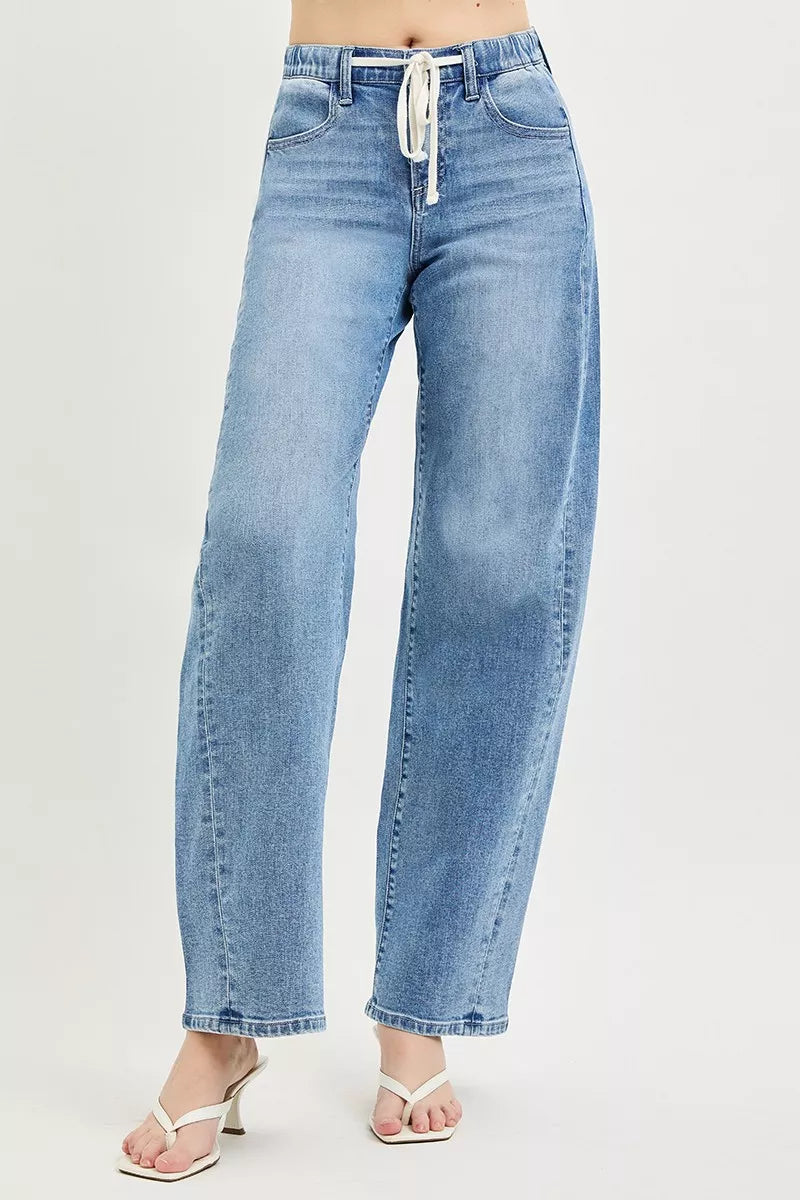 risen relaxed fit Risen Relaxed Fit Drawstring Waist Jeans view 3 (bottom) - shop at us.meeeshop