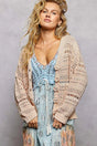 POL Open-knit Floral Button Cardigan