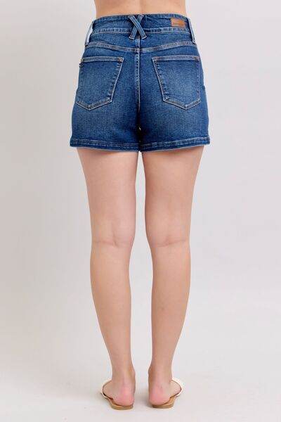 Judy Blue Double Button Waistband Denim Shorts Plus Size - us.meeeshop