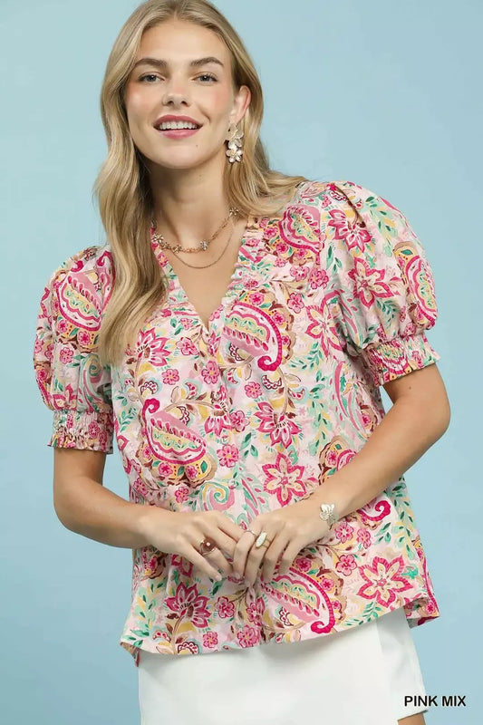 Umgee Mix Paisley Floral Button Down Shirt (women's shirts & tops) - shop at us.meeeshop
