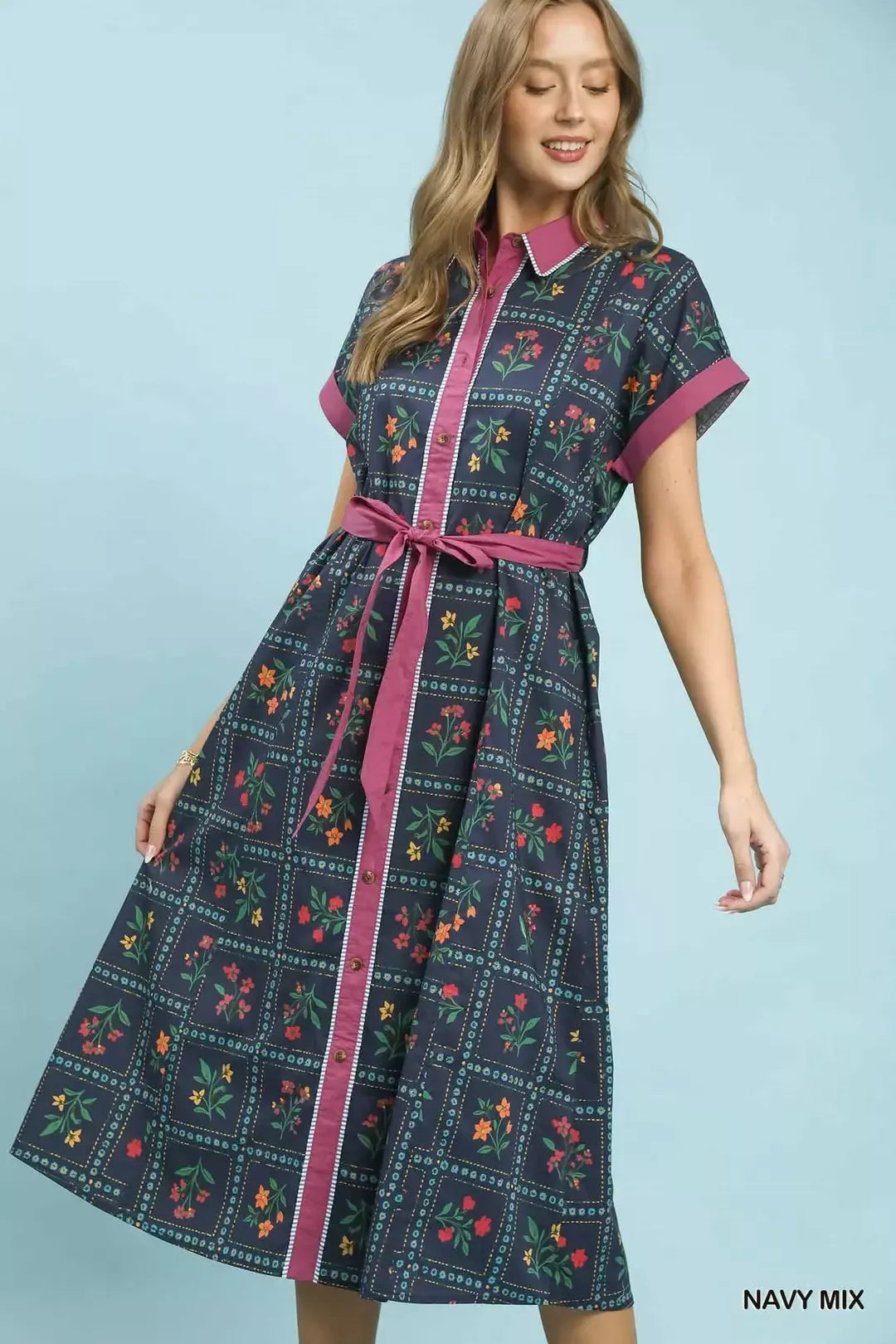 umgee mix floral Umgee Mix Floral Button-front Midi Dress view 4 (dress) - shop at us.meeeshop