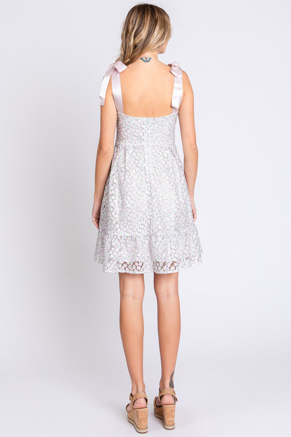 GeeGee Mesh Floral Embroidered Sleeveless Dress | us.meeeshop