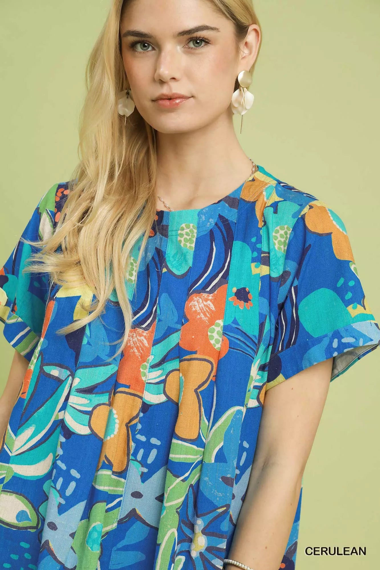 umgee abstract floral Umgee Abstract Floral Pleated Blouse view 5 (top) - shop at us.meeeshop