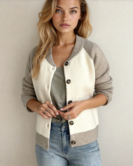 Wren Colorblock Button Front Casual Cardigan