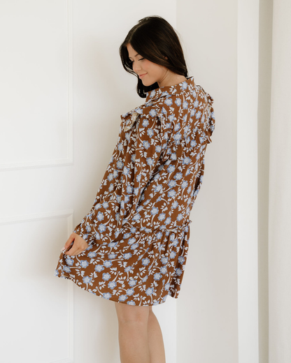 luella floral print Luella Floral Print Ruffled Detail Shirt Collar Button Down Long Sleeve Dress view 7 (dress) - shop at us
