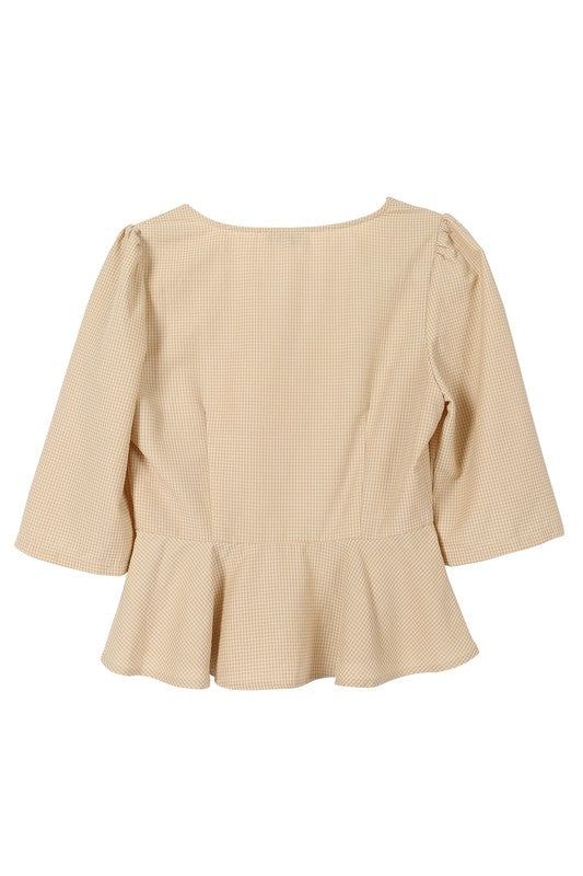 Lilou 3/4 Sleeve front button blouse - us.meeeshop