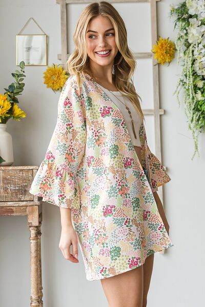 Heimish Full Size Multi Color Floral Open Cardigan Plus Size - us.meeeshop