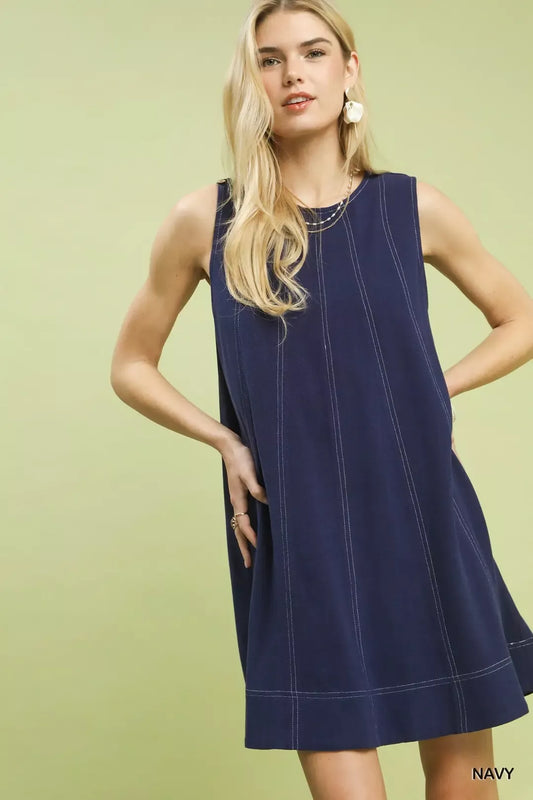Umgee Linen Sleeveless Swing Dress (women's dresses) view 2 - shop at us.meeeshop